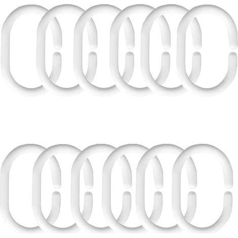 Anneaux pour Rideaux de Douche, 12 Pcs Anneaux de Douche en Plastique, C Crochets de Rideaux, pour Rideau de Fenêtre (1/4)