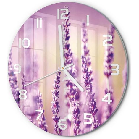 Horloge Murale Ronde Moderne en Verre Mouvement Quartz Silencieux pour Salon Lavande fi 30 cm (1/5)