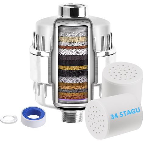 CCYKXAFiltre de douche pour eau dure,avec 2 cartouches remplaçables, filtre à eau de douche multi-étapes pour enlever le chlore, les métaux lourds et autres (1/5)