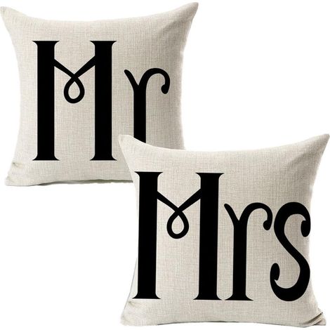Kissenbezug mit Aufschrift „Mr Mrs“, für Paare, Hochzeit, Zimmerdekoration, Heimdekoration, Familientext, Dekoration für Sofa, Couch, 45,7 x 45,7 cm, 2-teiliges Set