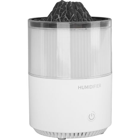 Diffuseur d'huiles essentielles et humidificateur, effet volcan, 200 ml, lumière colorée, silencieux, blanc. Idéal pour la maison, la chambre ou le bureau.