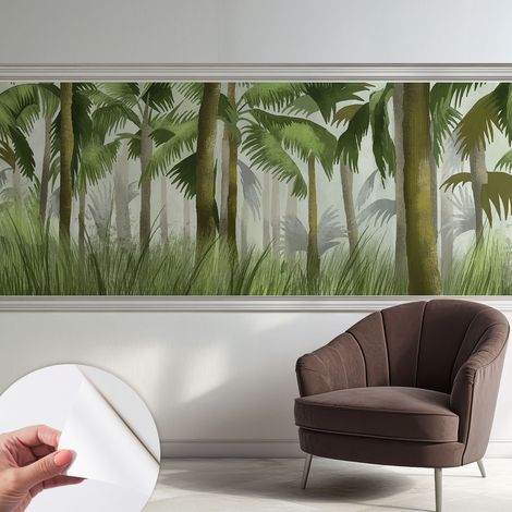 Papier peint autocollant décoratif à motifs pour salon chambre et bureau Tapete adhésif pour décoration Forêt tropicale 250x104 cm (1/5)