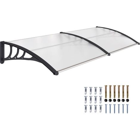 Awning outdoor 195 x 75 cm, in polycarbonate and aluminum transparent, for windows and doors of balcony. (1/5)
