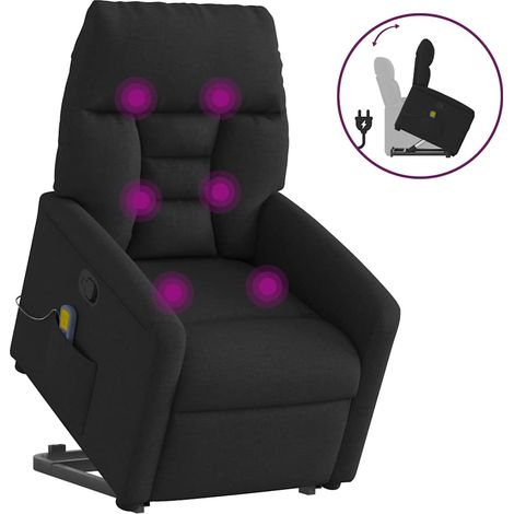 Massagesessel mit Aufstehhilfe Schwarz Stoff