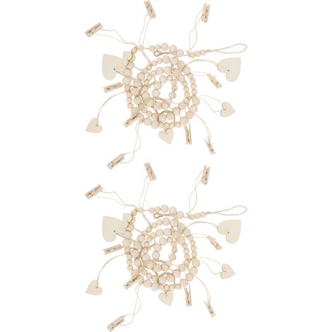 Guirlande de perles en bois rustiques et décoratives (lot de 2) pour décorer un mur, une table à manger ou un coin de campagne.