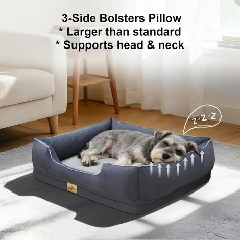 Cuccia per Cane Taglia Media Piccola Letto per Cani Ortopedico Sfoderabile, Grigio 77x63x18 cm