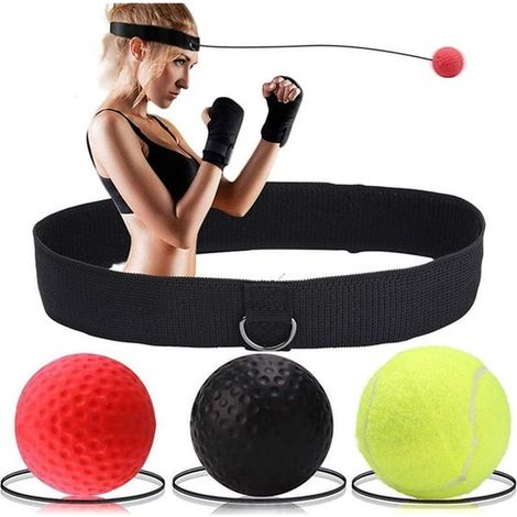 Balles d'entraînement de boxe - Ballon de boxe à frapper avec bandeau réglable - Ballon de réflexe de combat - 3 balles - Pour adultes et enfants (1/5)