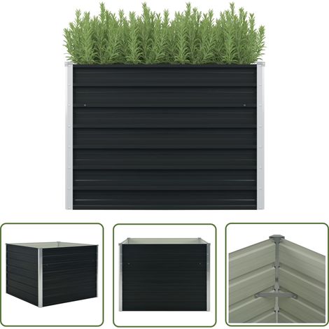 The Living Store Hochbeet Anthrazit 100 x 100 x 77 cm Verzinkter Stahl - Hochbeet - Anthrazit - Stahltank - Gartengeräte - Blumengarten (1/5)