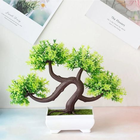Bonsai Artificiel - Arbre Miniature en Plastique - Décoration Intérieure Table Bureau Jardin - Hauteur 20 cm 21 cm ou 24 cm - 1 Pièce (1/5)