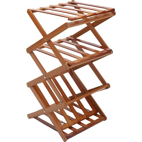 Étagère Chaussures Pliable Gain de Place – Organisateur Debout Entrée Placard Chambre Couloir, Marron Foncé 4 Niveaux 26x26x54cm (1/2)