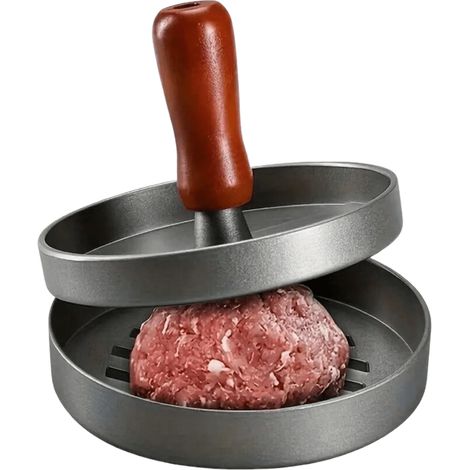 1 Presse à hamburger antiadhésive en métal, pour préparer des galettes de hamburger au boeuf, au fromage ou végétaliennes, adaptée à la cuisson sur barbecue, moule à hamburger. (1/4)