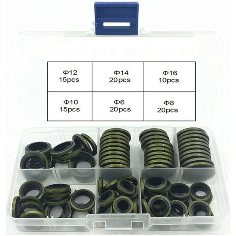 BUNTHAUS 100 pcs Bague d'étanchéité Caoutchouc Kits d'assortiment Joints Toriques, Joint Bouchon Vidange Métal, Nettoyeur Haute Pression Caoutchouc Hydraulique (1/5)