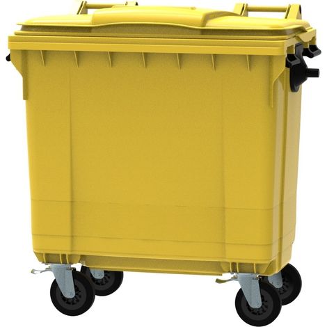 ESE France Conteneur Poubelle à déchets 4 roues - 770L - Robuste et Professionnel - 100% Recyclé - Jaune - Fabriqué en France (1/5)