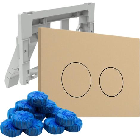 FugaFlow Eccelente Plaque de commande Press avec porte-blocs WC - pour réservoir encastré Geberit UP320 - double chasse - boutons ronds - plastique -