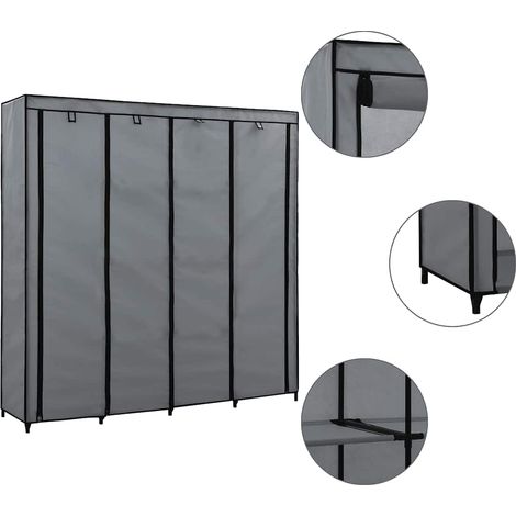Garde-robe Meuble de Rangement - Style Contemporain avec 4 compartiments Gris 175x45x170 cm BV578650 - BonneVie (1/5)