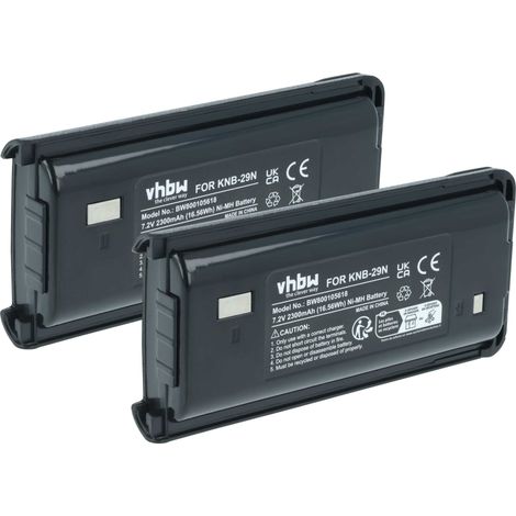 vhbw 2x Akku Ersatz für Kenwood KNB-29A, KNB-29, BPKNB45LI, BPKNB29MHXT-1, BPKNB29MH für Funkgerät, Walkie Talkie (2300 mAh, 7,2 V, NiMH)