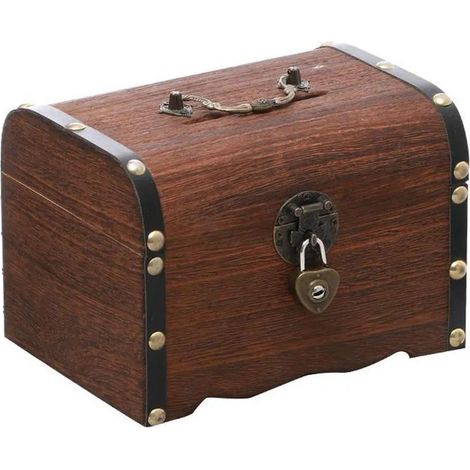 Coffre au trésor en bois de style antique, fabriqué à la main, 15 x 10 x 10 cm (1/5)