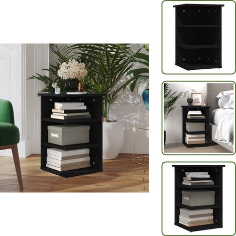 The Living Store Armario auxiliar de madera contrachapada negro 35x35x55 cm - Mueble lateral