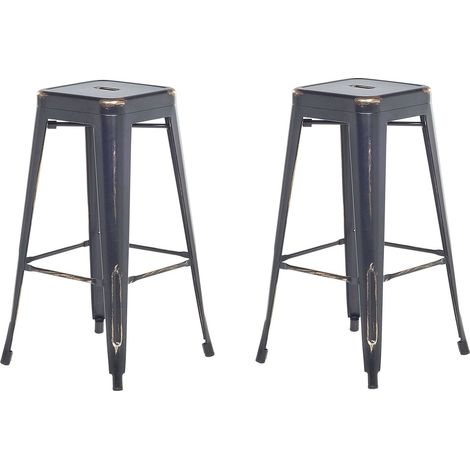 Set di 2 Sgabelli in Acciaio Nero e Oro Impilabili Moderni 76 cm Cabrillo (1/5)