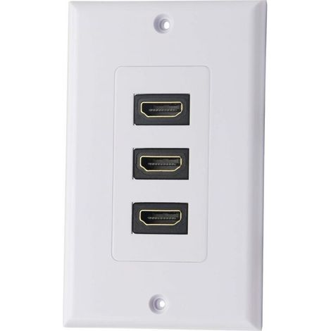 Port HDMI 2.0 Wall Plate HDMI Component Composite Audio Wall Mount Socket, Support 4K 60Hz 1080P Perfect for Projector and Home Theater White (3 HDMI)