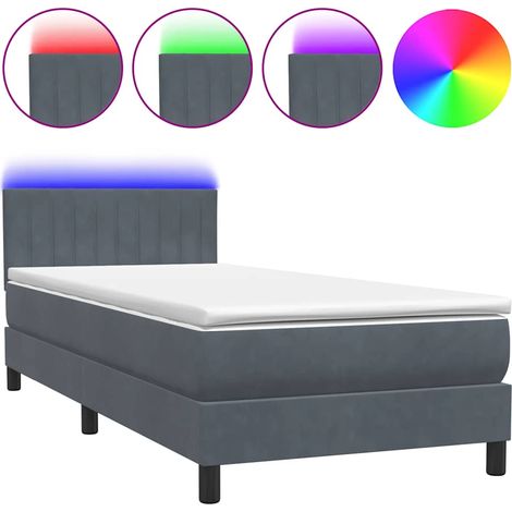 Maison Exclusive - Boxspringbett mit Matratze & LED Dunkelgrau 80