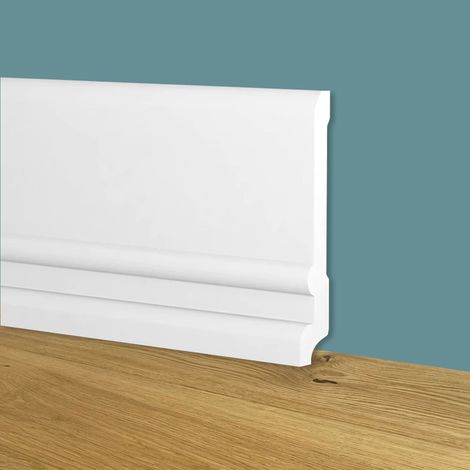 Battiscopa Zoccolino BIANCO mod. TOSCANO 128x20mm in POLIMERI - Polistrutturato (prezzo al metro)