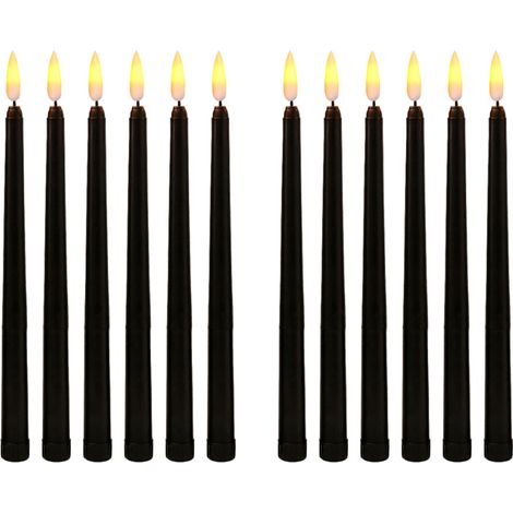 12 velas LED negras de cumpleaños, velas LED amarillas sin llama a pilas para el Día de Todos los Santos. (1/4)