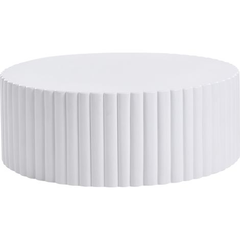 Mesa de centro decorativa tablero redondo de fibra de vidrio y MgO resistente a los rayos UV a las manchas al óxido al agua y al viento moderna blanco ø 117 cm Pozza