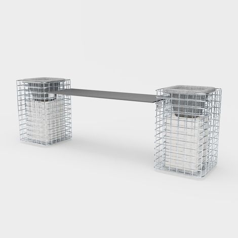 Gabiondeco - Banc de jardin 2 colonnes à fleurs - 200 x 62 x 42 cm (L x H x P) MW 5 x 5 cm galvanisé à chaud . avec revàªtement recyclà© en anthraci... (1/5)