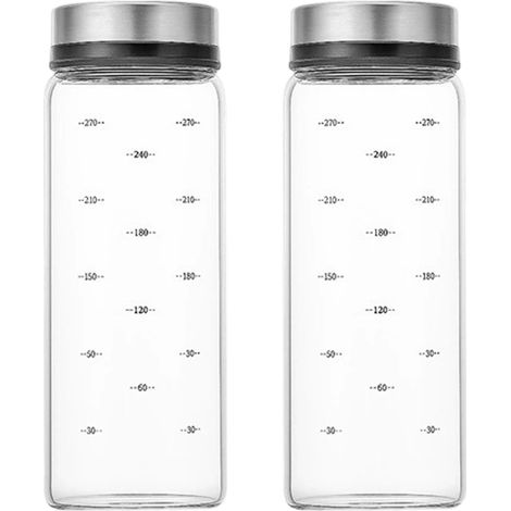 Pot À Épices - Verre Borosilicate 300ml - Couvercle Rotatif 3 Ouvertures - Cuisine Et BBQ - Lot De 2 (1/5)