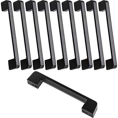 10 Möbelgriffe, 160 mm Lochabstand – schwarze Küchentürgriffe, Stangengriffe, schwarze Küchengriffe, 160 mm (1/5)