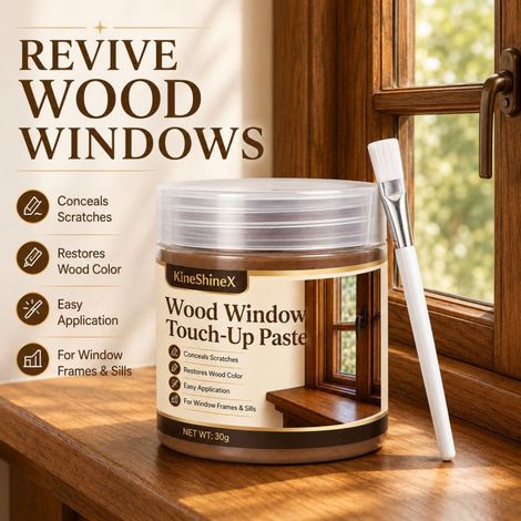 KineShineX Holzfenster-Farbreparaturpaste, Holzfensterrahmen-Reparaturpaste, Kratzerabdeckung und Farbreparaturmittel für Möbel, Farbreparaturmittel für Holztüren und Fensterbänke (1/5)