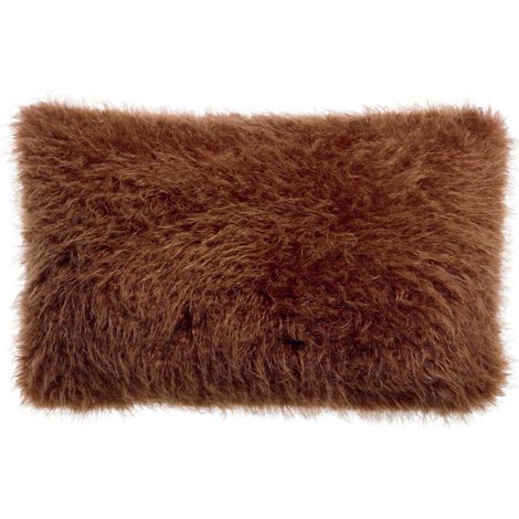 VIVARAISE - Coussin décoratif Betani en fausse fourrure polyester, couleur rouille, 40 x 65 cm (1/4)