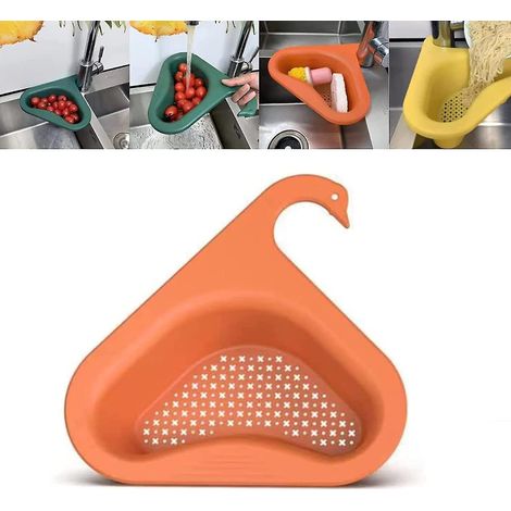 Panier d'égouttage triangulaire pour évier de cuisine, filtre multifonctionnel triangulaire orange SXQ