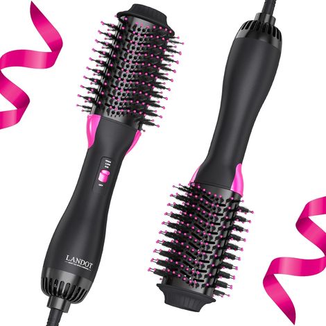 Brosse Soufflante 3-en-1 1000W brosse seche cheveux-Lisse-Volume en 15 min Anti-frisottis, soin, 2 vitesses, 3 temp (45-110°C), 60mm ovale nylon/sanglier, ions céramique, câble 2m + coffret. (1/5)