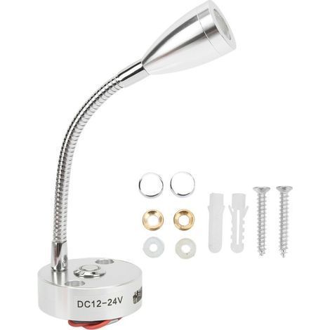 Lampe de lecture pour camping-car, col Flexible, 3 couleurs, 12-24V, 3W, rechargeable par USB, universelle, pour yachts, bateaux, argent (1/5)