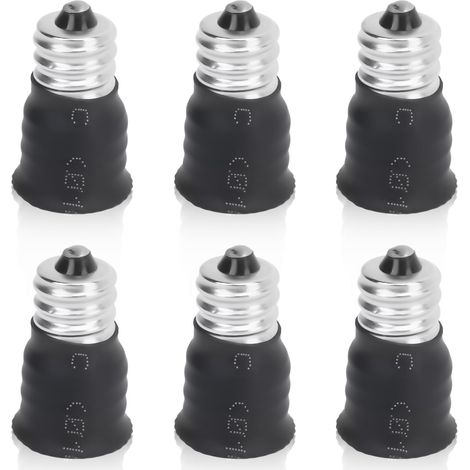 6 Pièces Adaptateur D'ampoule E12 à E14, Convertisseur Douille D'ampoule E12 Mâle à E14 Convertisseur D'ampoule Femelle pour Ampoules de 1 à 3 W(Noir) (1/5)