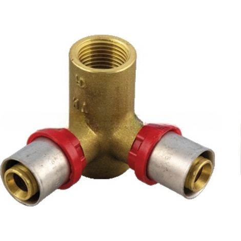 Coude double à sertir multicouche Ø16 - femelle 1/2"" (15/21) - Tiemme