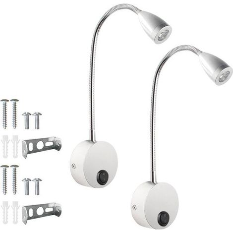 Set mit 2 LED-Nachttischlampen, Schwanenhals-Leselampen, 3 W, warmweißes Licht (3000 K)