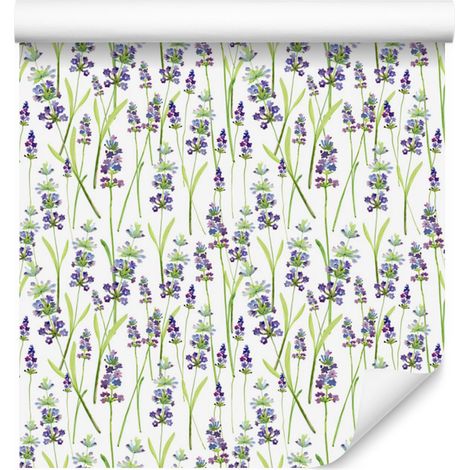Papier peint à motifs de lavande verte pour salon et chambre 50x1000 cm (1/5)