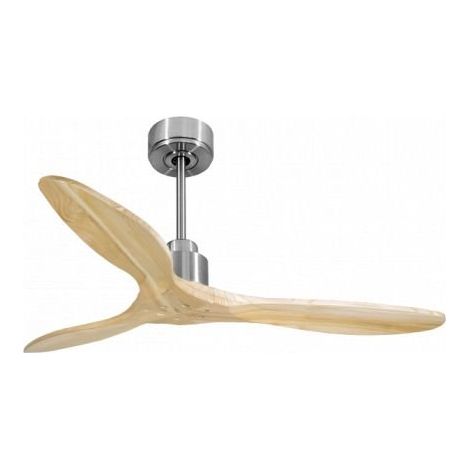 Tenerife de KlassFan - Super destratificateur et ventilateur DC 132 cm Chrome pales bois clair sans Lumière  25 à 40 m²