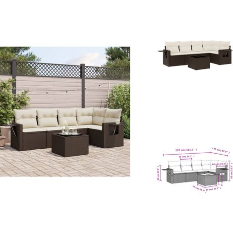 6-tlg. Garten-Sofagarnitur mit Kissen Braun Poly Rattan - Garten Sofagarnitur - Garten Sofagarnituren - Outdoor Sofagarnitur - Sofagarnitur Terrasse (1/3)