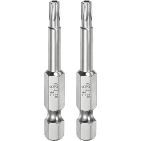 2Pcs Embout de Sécurité Torx T20 1/4" Hexagonal 2" Longueur en Acier S2 Magnétique Résistant à la Manipulation Étoile avec Trou pour Embouts de Tournevis pour Perceuse (1/5)