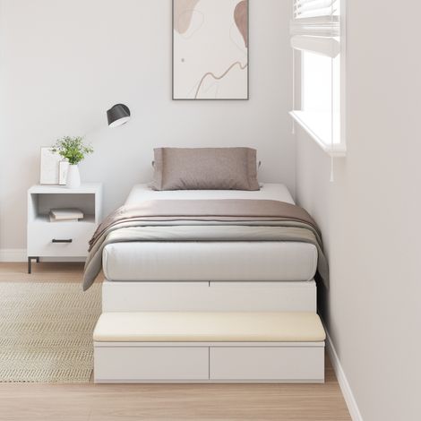 vidaXL Cadre de lit avec rangement Blanc 100 cm Bois d'ingénierie (1/5)