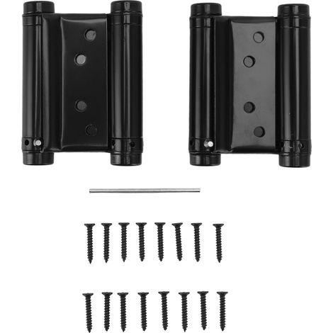 Paire de Charnières à Ressort Double Action en Acier Inoxydable - Fermeture Automatique, pour Porte de Clôture (Noir)