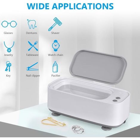 Nettoyeur a Ultrasons, Appareil de Nettoyage Ultrasons avec 3 Modes de Nettoyage, Machine de Nettoyeur à Ultrasons 45000 Hzpour Bijoux Collier Lunettes Montres (1/5)