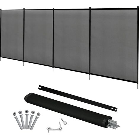 Costway – Barrière de piscine en aluminium 360 x 125 cm – Tissu textilène transparent – Sécurise l'accès avec loquets double action – Installation facile (1/5)