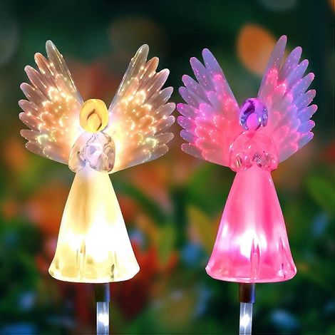 Guirlandes lumineuses solaires d'extérieur en forme d'ange, cadeaux de jardin Qualife pour une pendaison de crémaillère, maman ou femme, décoration solaire (1/5)