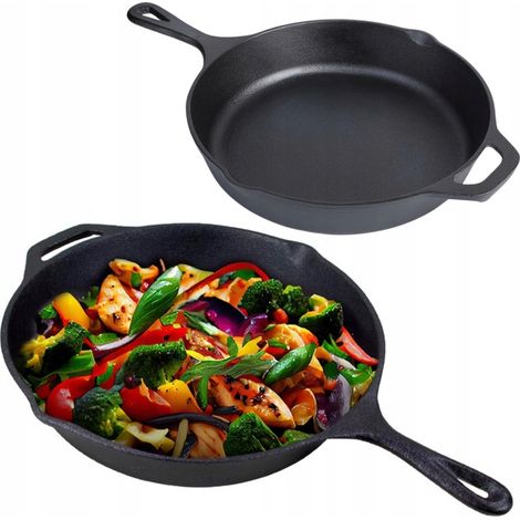 Große gusseiserne Bratpfanne 31 cm Induktionsgrill für Gas, Gusseisenplatte