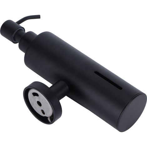 Runder, wandmontierter Seifenspender (200 ml) mit Pumpe für Shampoo und Duschgel, schwarzer Behälter für Badezimmer. (1/5)